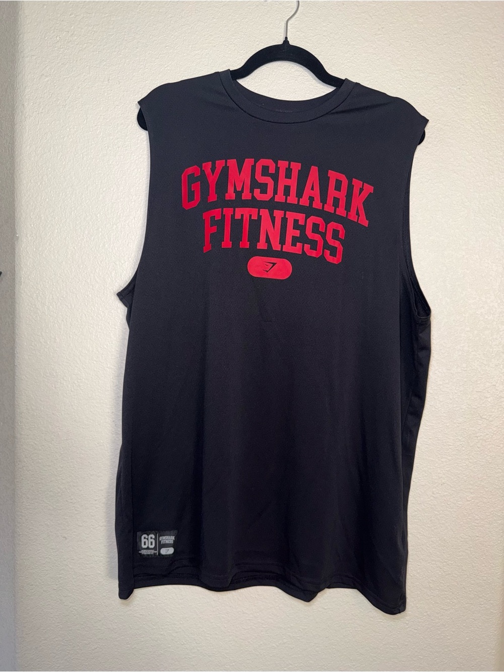 Gymshark Black Tank with Red Gymshark Fitness Logo Mens Size L